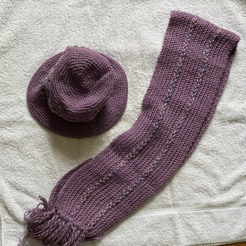 New women winter wool scarf and hat set